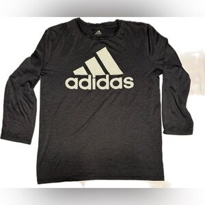 (YL) ADIDAS LONG SLEEVE DARK GRAY-BLACK STRETCH SHIRT